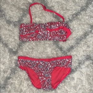 Pink and white floral bikini